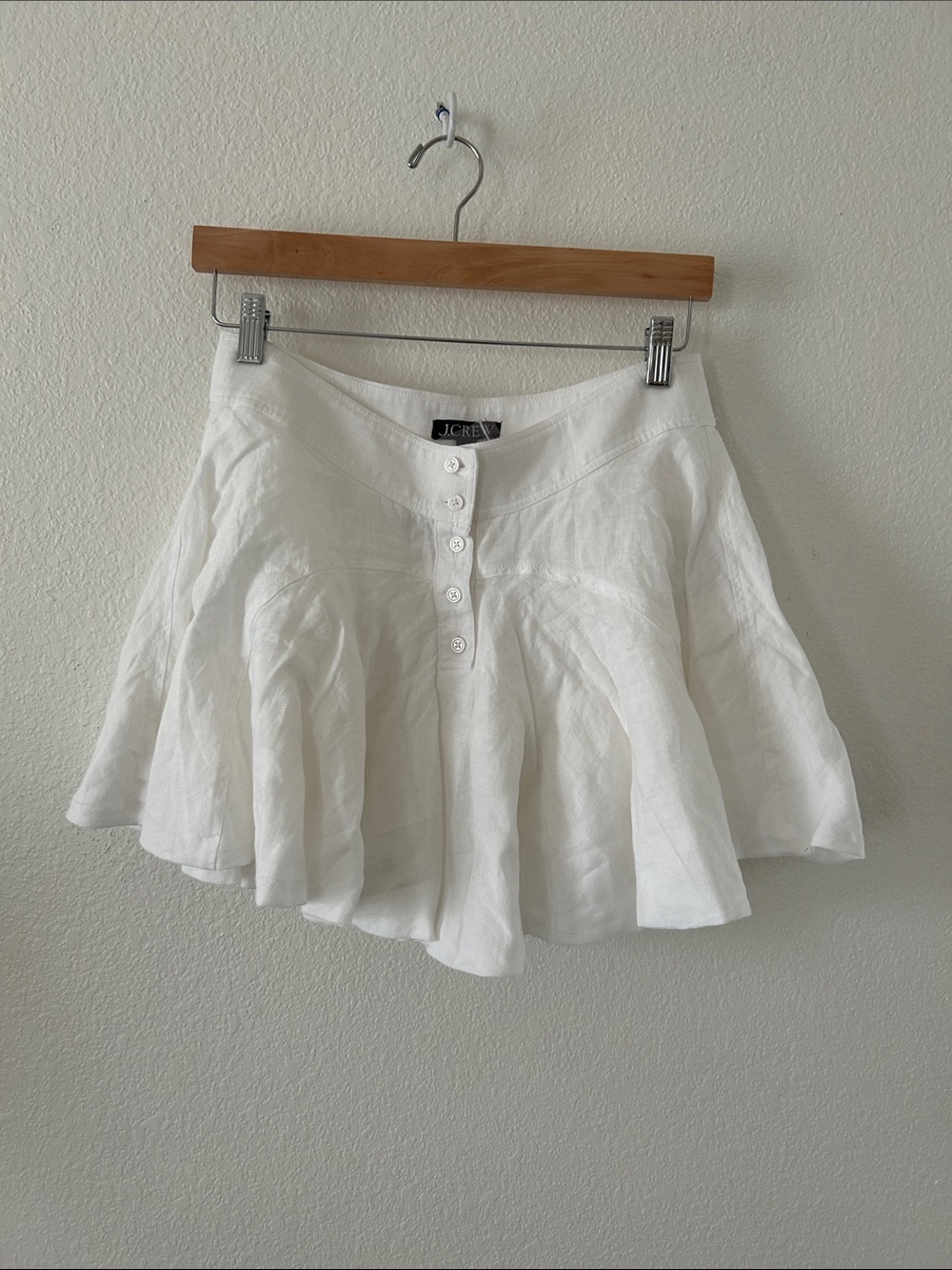 J. Crew White Button-Front Mini Skirt